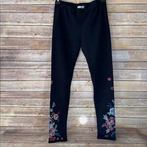 Johnny Was Floral Embroidered Black Leggings
Size XS